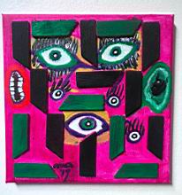 26 - Henry akkor orult meg, amikor a bogar a fulebe maszott, de az orvos nem hitt neki - akril - vaszon - 20 x 20 cm.jpeg