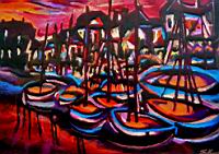 Dawn at Old Port of Copenhagen - Helsingoer  October 2001  Oil Pastel  Paper  29 5 x 41 5 cm.jpg